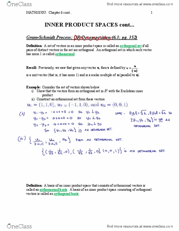 Applied Mathematics 1411A/B Lecture Notes - Lecture 21: Unit Vector, Ofu-Olosega, Orthonormal Basis thumbnail