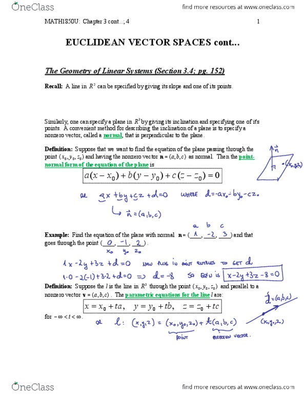 Applied Mathematics 1411A/B Lecture Notes - Lecture 9: Nspace, Global Positioning System, Cross Product thumbnail