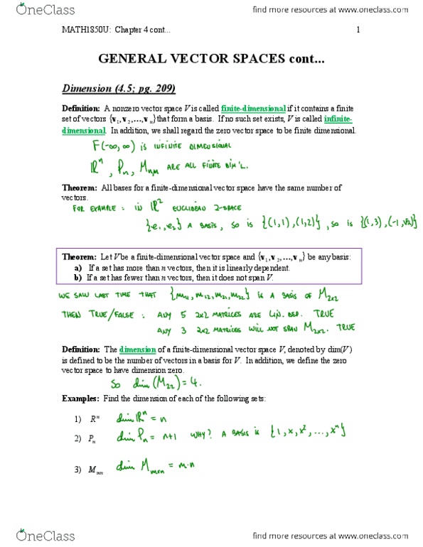 Applied Mathematics 1411A/B Lecture Notes - Lecture 13: Elementary Matrix, Linear Combination, If And Only If thumbnail