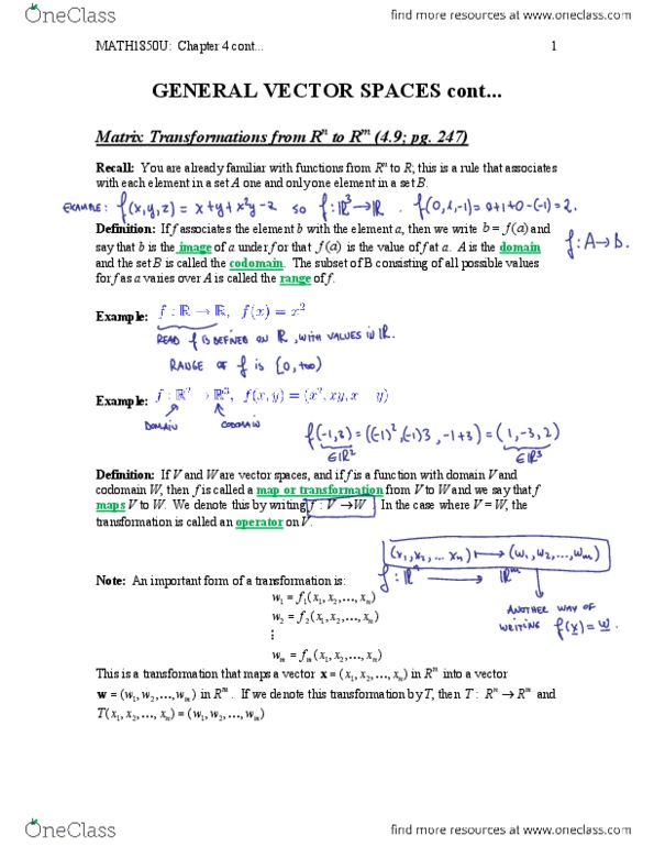 Applied Mathematics 1411A/B Lecture Notes - Lecture 15: Transformation Matrix, Linear Map thumbnail