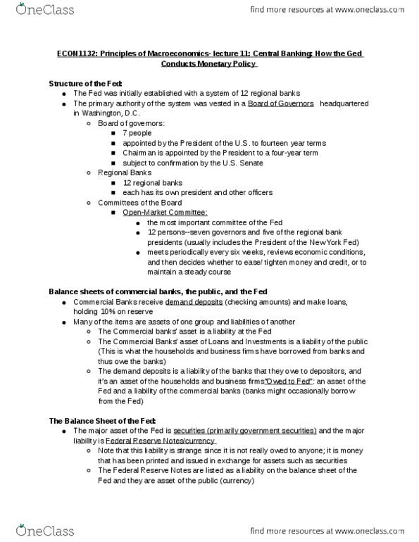 ECON1132 Lecture Notes - Lecture 11: Open Market Operation, Ged (Earthsea), Transaction Account thumbnail