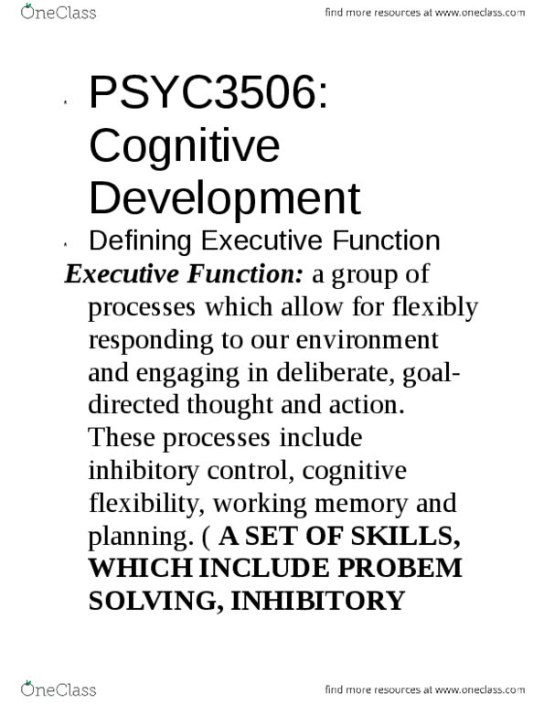PSYC 3506 Lecture Notes - Lecture 11: Stroop Effect, Cognitive Flexibility thumbnail