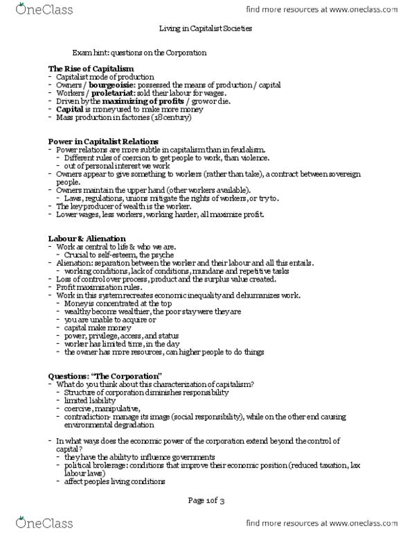 SOC 103 Lecture Notes - Lecture 4: Sovereign People, Profit Maximization, Mass Production thumbnail