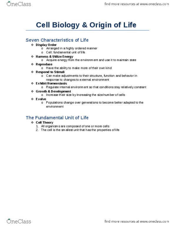 Biology 1002B Lecture Notes - Lecture 2: Last Universal Common Ancestor, Antiemetic, Panspermia thumbnail