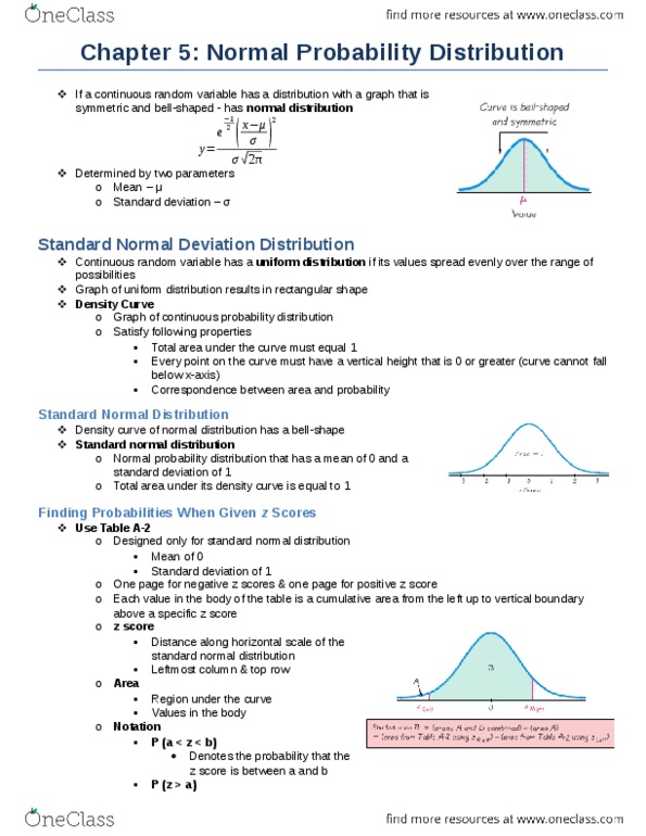 Biology 2244A/B Chapter Notes - Chapter 5: Normal Distribution, Probability Distribution, Standard Deviation thumbnail