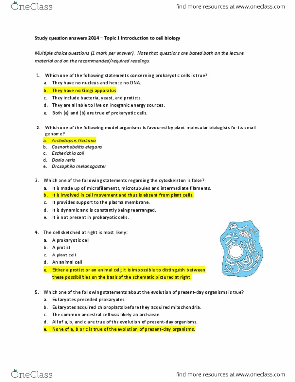 BIO 1140 Lecture Notes - Lecture 1: Golgi Apparatus, Ribosome thumbnail