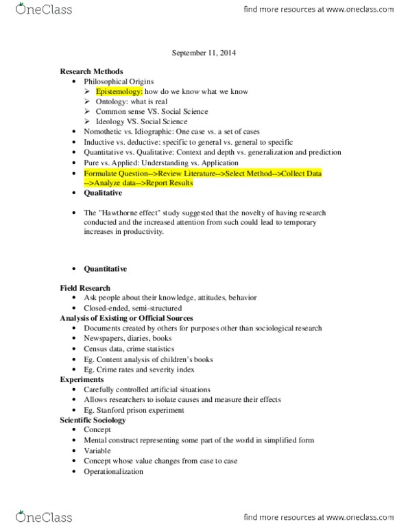 SOC100H5 Lecture Notes - Lecture 11: Operationalization thumbnail