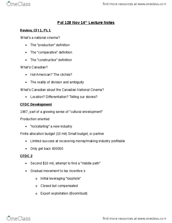 POL 128 Lecture 6: Pol 128 Nov 14th Lecture Notes.docx thumbnail