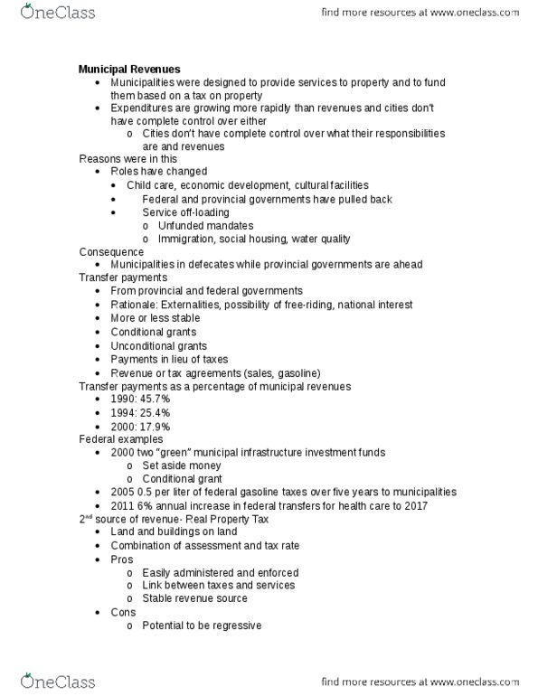 POL346Y5 Lecture Notes - Lecture 7: Sales Tax, Child Care, Externality thumbnail