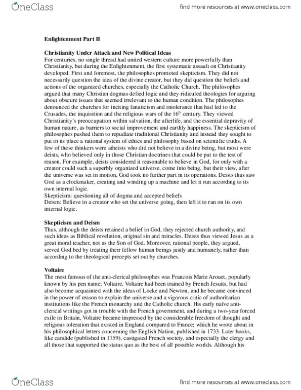 HISTORY 3H03 Lecture Notes - Lecture 3: Montesquieu, Philosophes thumbnail
