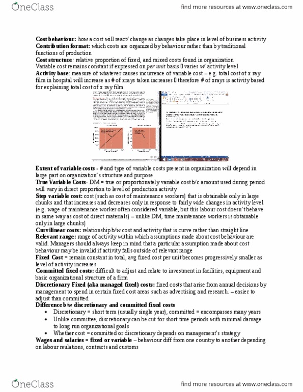 MGT223H5 Chapter Notes - Chapter 6: Fixed Cost, Variable Cost, Dependent And Independent Variables thumbnail