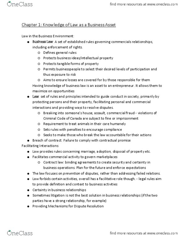 Management and Organizational Studies 2275A/B Chapter Notes - Chapter 1: Alternative Dispute Resolution, Freedom Charter, Private Law thumbnail