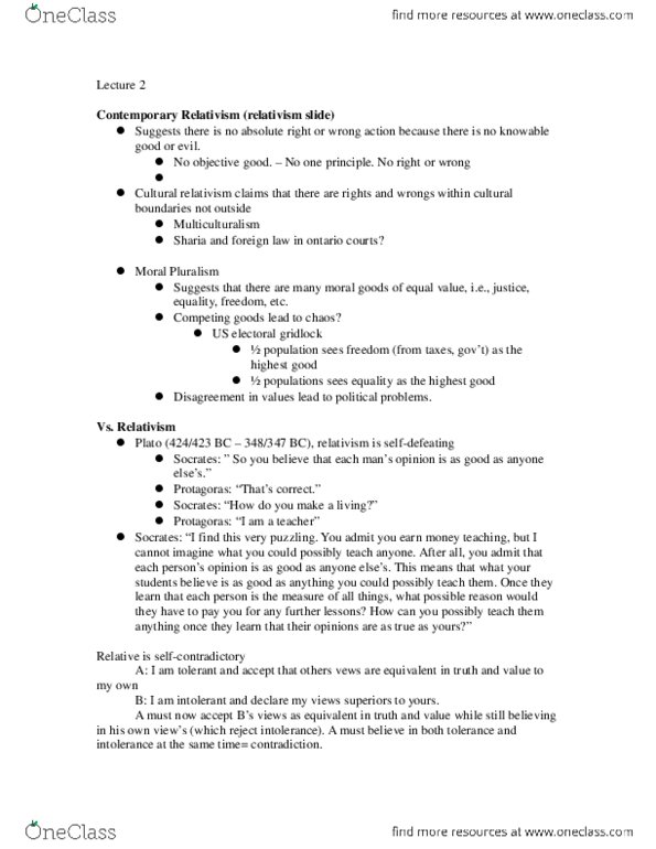 PHI 1102 Lecture Notes - Lecture 2: Thrasymachus thumbnail