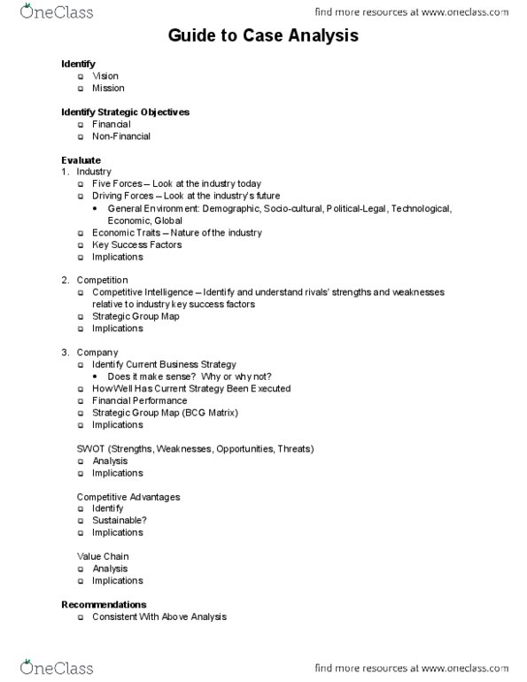 Management and Organizational Studies 4410A/B Lecture Notes - Lecture 1: Competitive Intelligence, Swot Analysis thumbnail