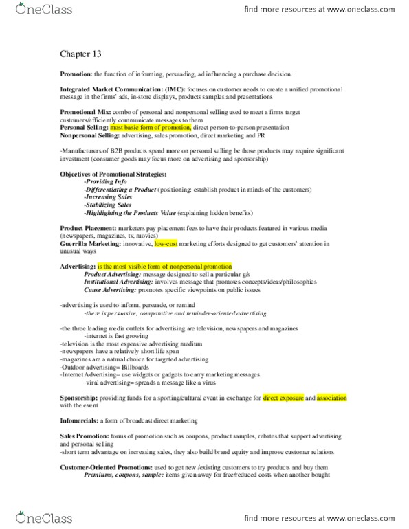 RSM100Y1 Chapter Notes - Chapter 13: Telemarketing thumbnail