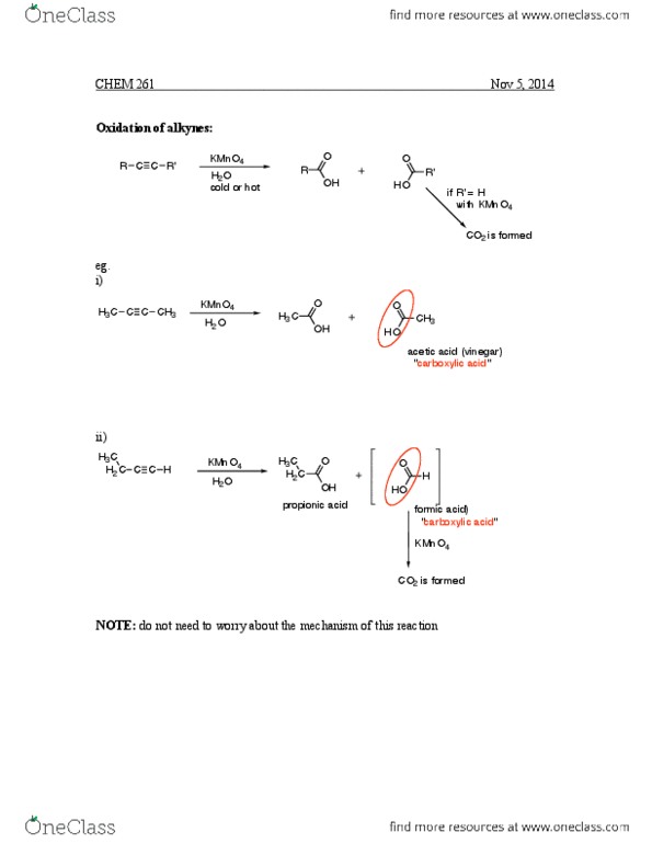 CHEM164 Lecture Notes - Lecture 18: Alkyne, Ozonolysis, Acid Dissociation Constant thumbnail