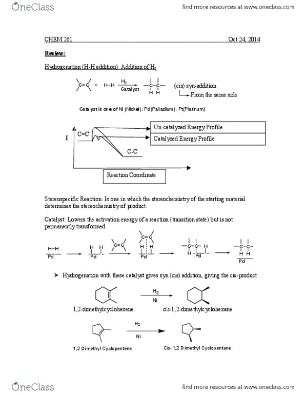 CHEM164 Lecture Notes - Lecture 13: Cyclopentene, Cyclopentane, Stereospecificity thumbnail
