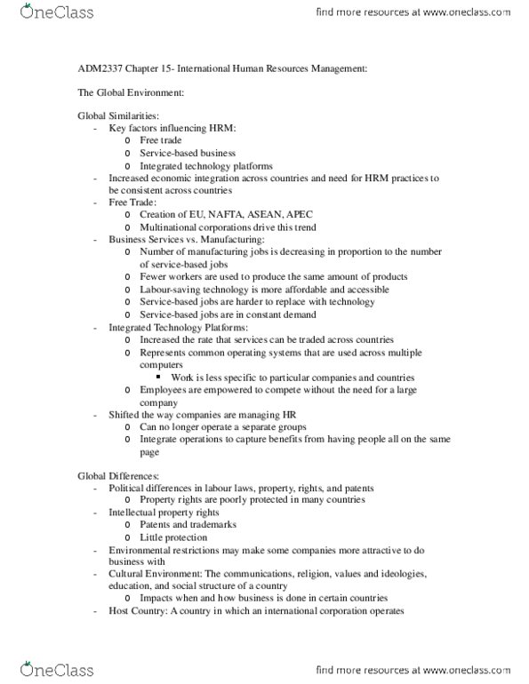 ADM 2337 Chapter Notes - Chapter 15: North American Free Trade Agreement, Co-Determination thumbnail