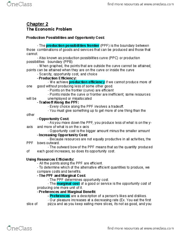 ECON 1000 Lecture Notes - Lecture 3: Marginal Utility, Marginal Cost, Allocative Efficiency thumbnail