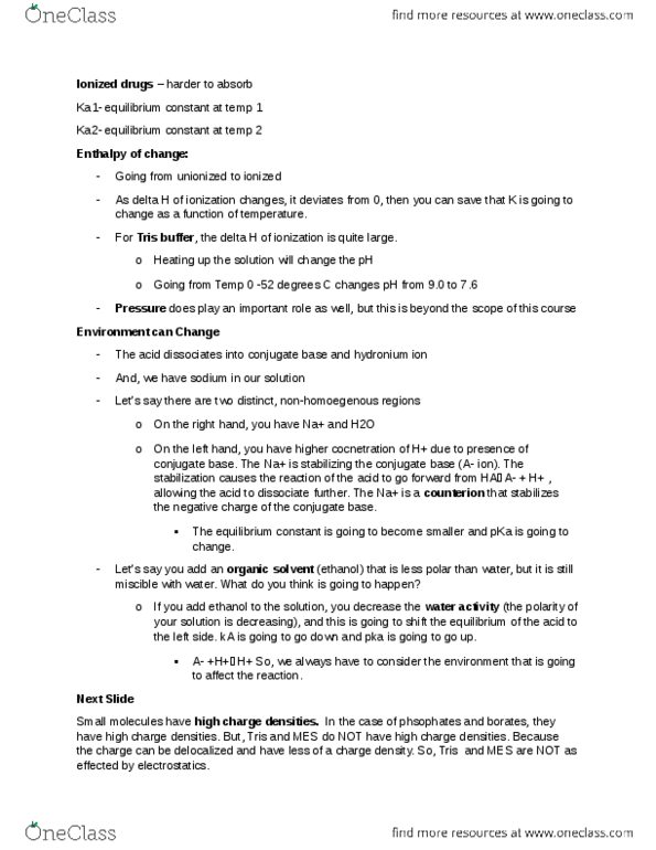 PHC320H1 Lecture Notes - Lecture 3: Tris, Relative Permittivity, Conjugate Acid thumbnail