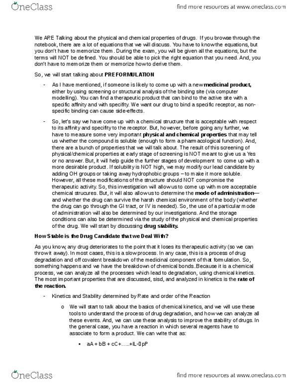 PHC320H1 Lecture Notes - Lecture 7: Chemical Kinetics, Reagent, Elementary Reaction thumbnail