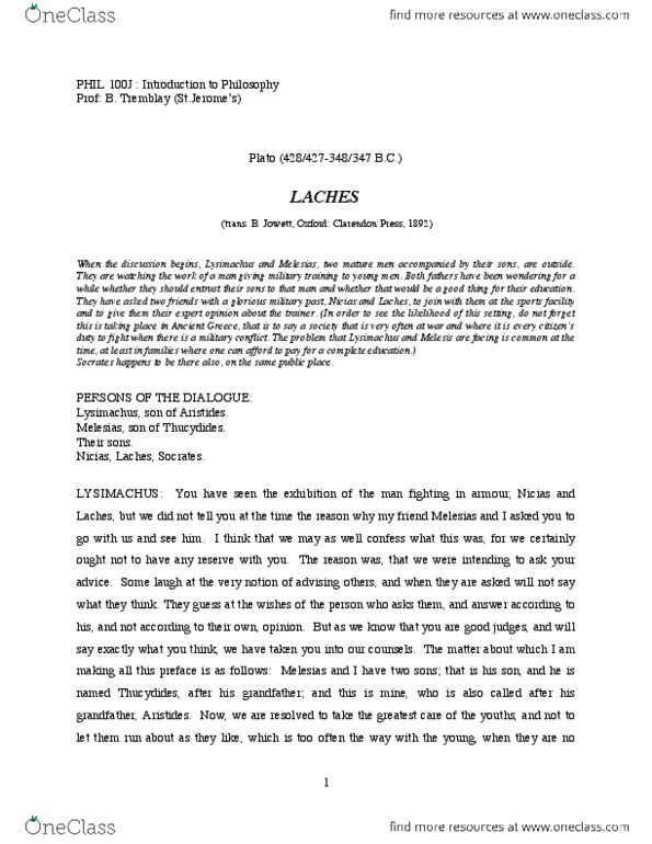 PHIL100J Lecture Notes - Lecture 4: Sophroniscus, Phrygian Mode, Bridle thumbnail