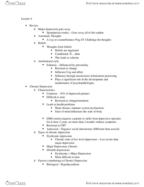 PSY342H1 Lecture Notes - Lecture 4: Dysthymia, Childbirth thumbnail