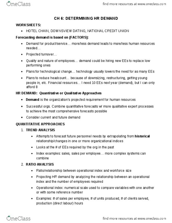 MHR 849 Chapter Notes - Chapter 6: Demand Forecasting, Brainstorming, Headcount thumbnail