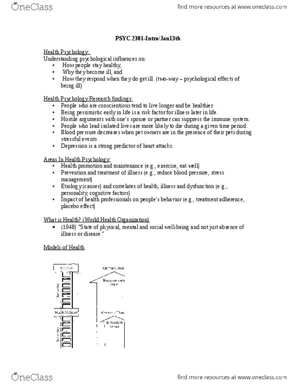 PSYC 2301 Lecture Notes - Lecture 1: Coronary Artery Disease, Neal E. Miller, Sympathetic Nervous System thumbnail