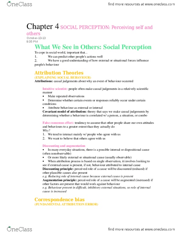Psychology 2070A/B Chapter Notes - Chapter 4: Social Comparison Theory, Erving Goffman, Ingratiation thumbnail
