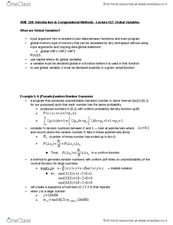 AME 150L Lecture Notes - Lecture 17: Global Variable, Probability Density Function thumbnail
