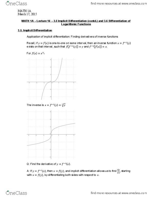 MATH 1A Lecture Notes - Lecture 16: Pythagorean Theorem, Hypotenuse, Power Rule thumbnail