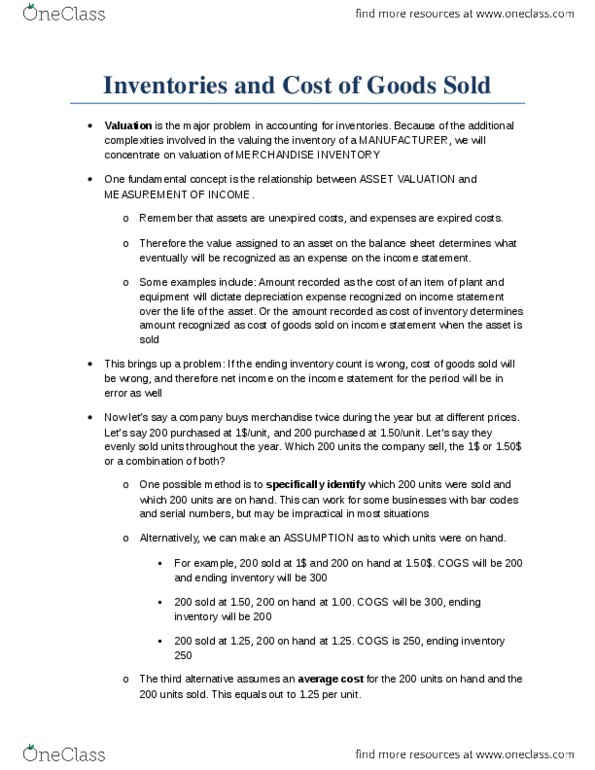 ACC 100 Chapter Notes - Chapter 6: Uptodate, Fifo (Computing And Electronics), Weighted Arithmetic Mean thumbnail