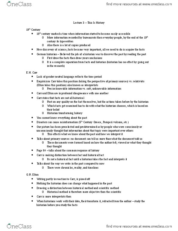 HIS 2100 Lecture Notes - Lecture 3: Scientific Method, Historical Method thumbnail