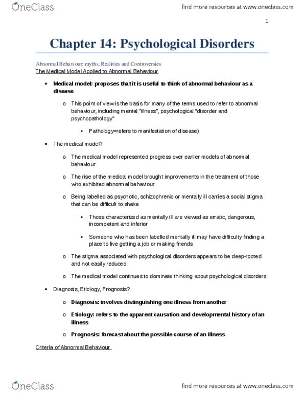 PSYC 1010 Chapter Notes - Chapter 14: Acculturation, Asperger Syndrome, Dysfunctional Family thumbnail