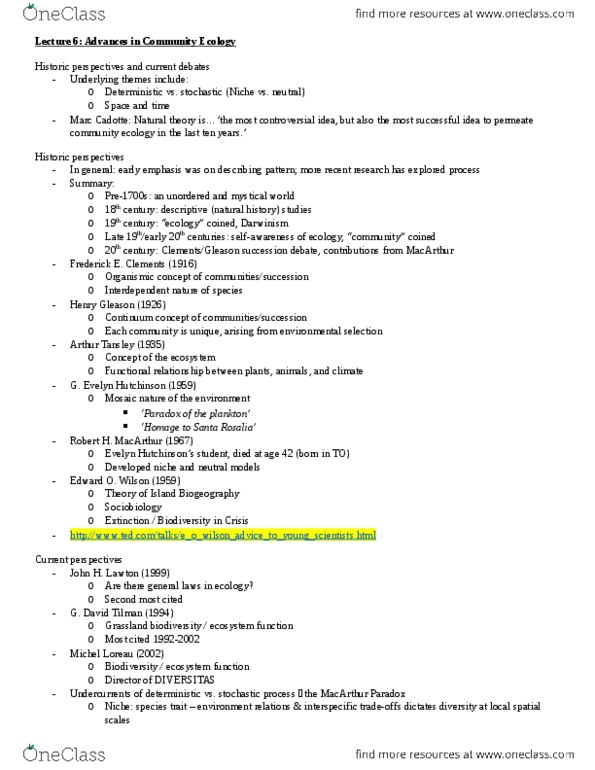 Biology 3445F Lecture Notes - Lecture 6: George E. P. Box, Stephen P. Hubbell, Arthur Tansley thumbnail