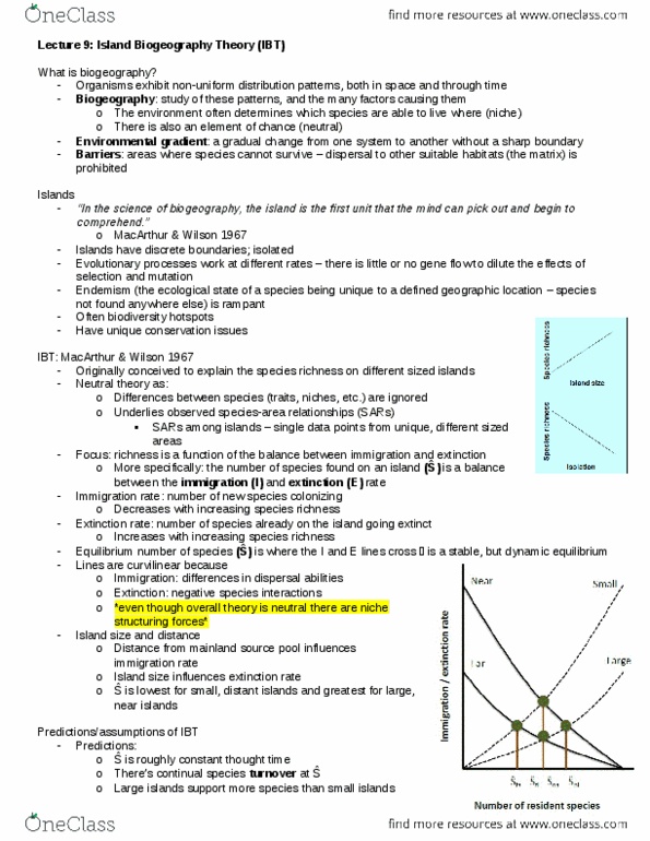 Biology 3445F Lecture Notes - Lecture 9: Findability, Habitat Destruction, Species Richness thumbnail