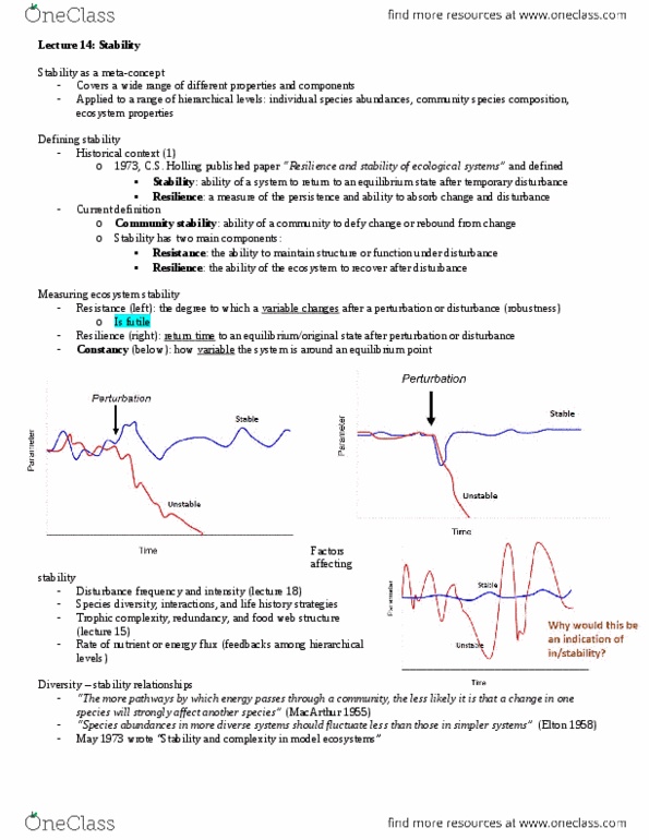 Biology 3445F Lecture Notes - Lecture 14: Cedar Creek Ecosystem Science Reserve, Complex Adaptive System, Simon A. Levin thumbnail