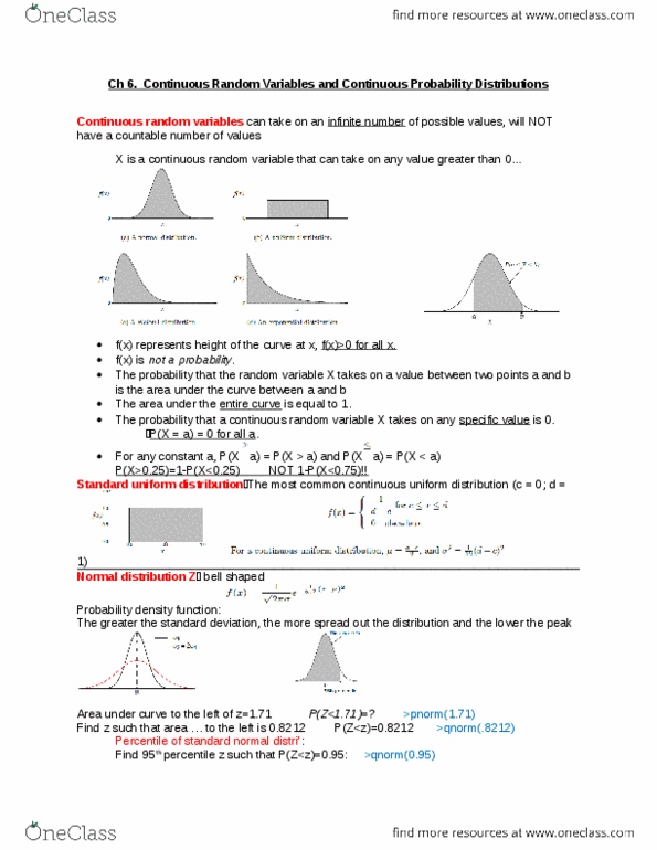 STAT 2040 Lecture Notes - Lecture 6: Statistical Inference, Probability Distribution, Probability Density Function thumbnail