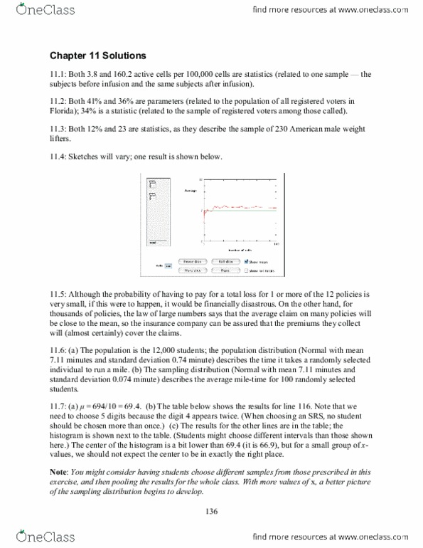 Statistical Sciences 1024A/B Chapter Notes - Chapter 11: Gambling, Central Limit Theorem, Sampling Distribution thumbnail
