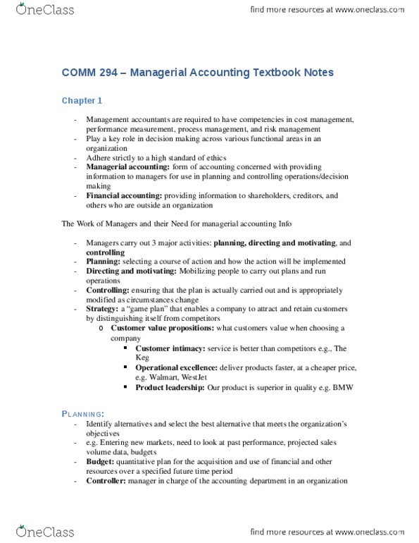 COMM 294 Chapter Notes - Chapter 1-20: Westjet, Financial Accounting, The Keg thumbnail