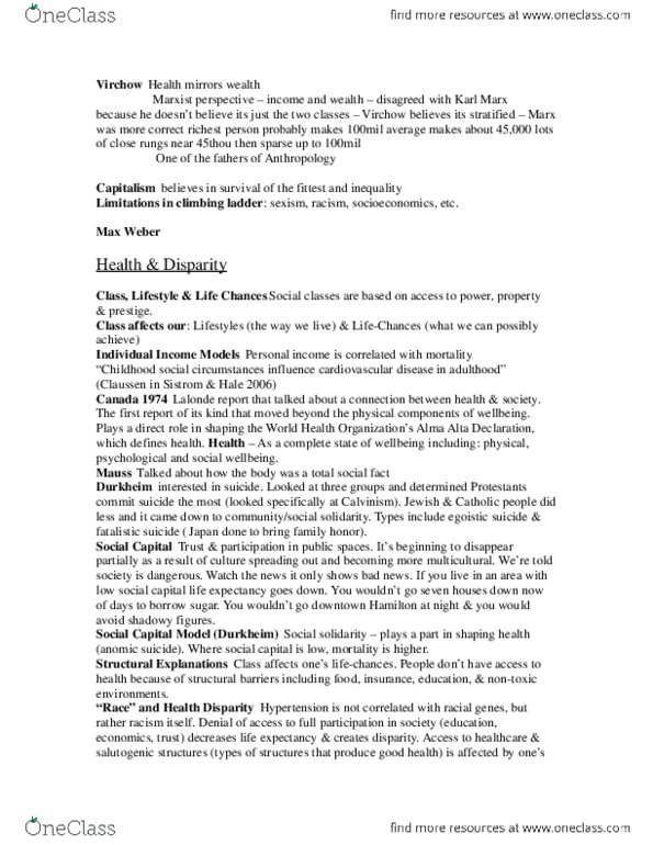 COLLAB 2C03 Lecture Notes - Lecture 5: Socioeconomics thumbnail