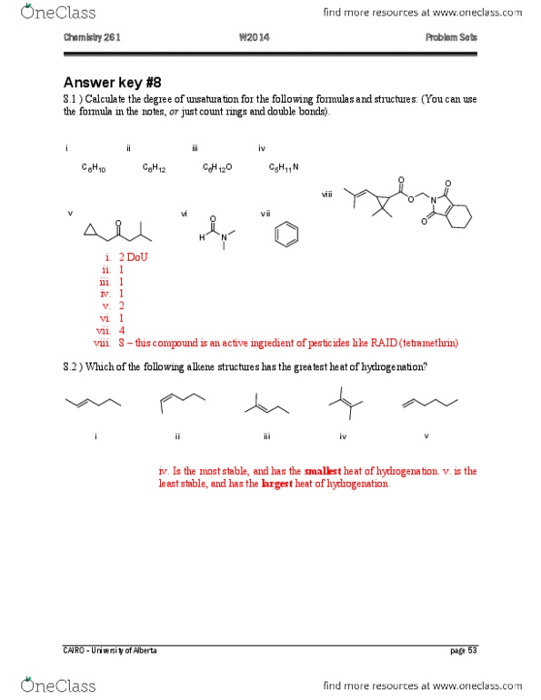 CHEM261 Lecture Notes - Lecture 8: Elimination Reaction, Tetramethrin, Alkene thumbnail