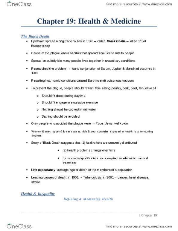 SOCA02H3 Chapter Notes - Chapter 19: Ayurveda, Ethnomedicine, Disease thumbnail