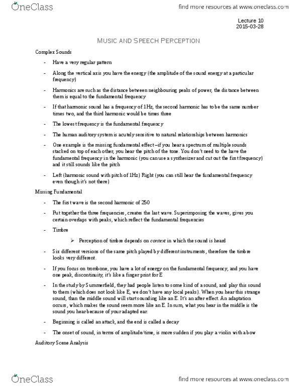 PSYB51H3 Lecture Notes - Lecture 10: Fundamental Frequency, Spectrogram, Missing Fundamental thumbnail