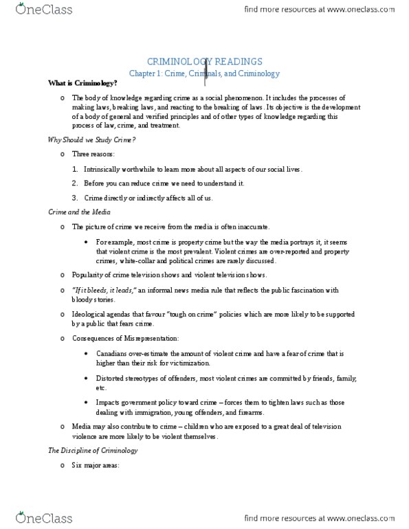 SOC227 Chapter Notes - Chapter 1,4,3,6,17: Assault Causing Bodily Harm, Youth Criminal Justice Act, Common Law Offence thumbnail