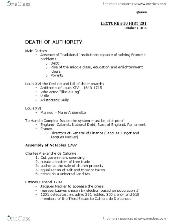 HTST 201 Lecture Notes - Lecture 10: Jacques Necker, Anne Robert Jacques Turgot, Tennis Court Oath thumbnail