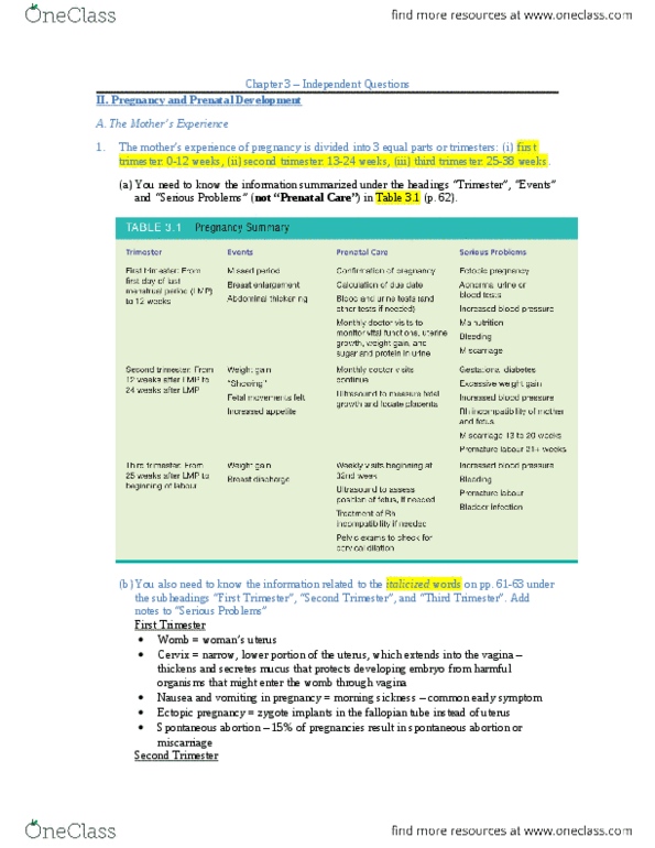 FMST 210 Chapter Notes - Chapter 3: Ectopic Pregnancy, Miscarriage, Gestational Diabetes thumbnail
