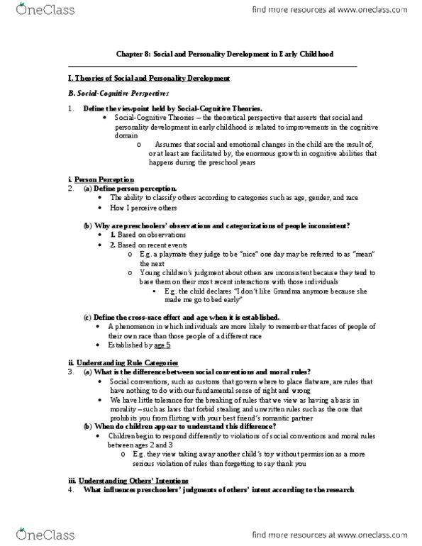 FMST 210 Chapter Notes - Chapter 8: Child Discipline, Prosocial Behavior, Social Perception thumbnail