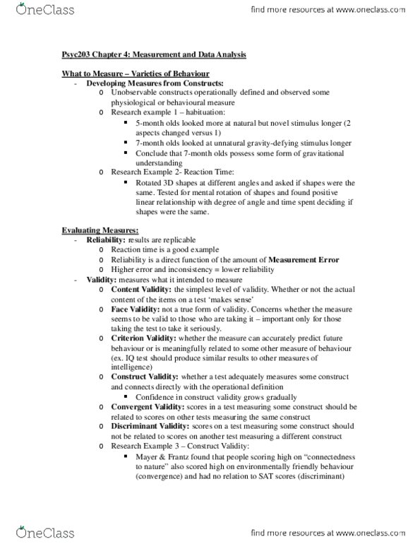 PSYC 203 Chapter 4: Measurement and Data Analysis thumbnail